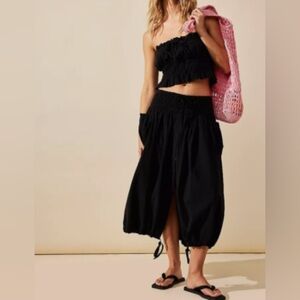 Free People All the Things Black Midi Skirt
